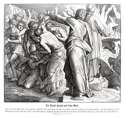 Straffen til Korah, 4. Mosebok av Julius Schnorr von Carolsfeld