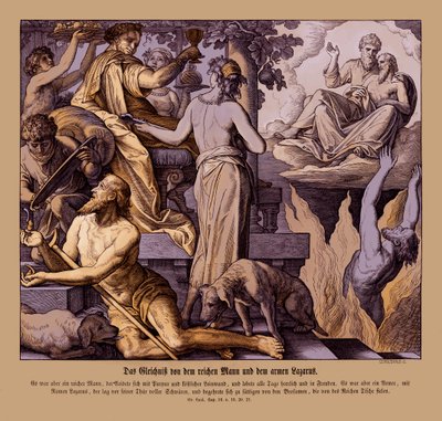 The rich man and the beggar Lazarus, Gospel of Luke av Julius Schnorr von Carolsfeld