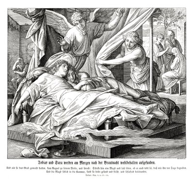 Tobias og Sarah blir funnet i god behold, Tobits bok av Julius Schnorr von Carolsfeld
