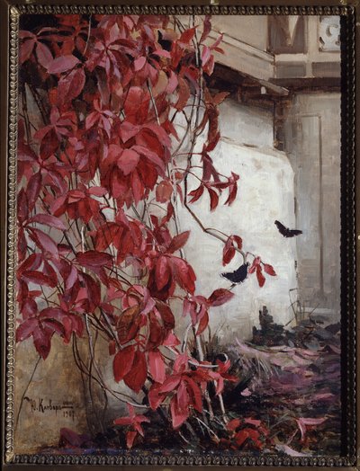 Virginia Creeper (Virginia Creeper). Maleri av Juli Julievich (Julius) von Klever (1850-1924), olje på lerret av Julius Sergius Klever