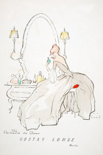 Annonse for "Gustav Lohse, Berlin, fra Styl, pub 1922 (pochoir-trykk) av Jupp Wiertz