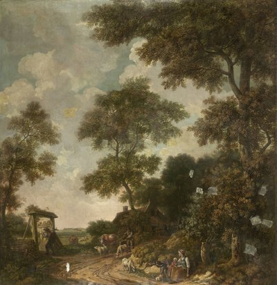 Tapetmaleri av et nederlandsk landskap med en grusvei av Jurriaan Andriessen (attributed to)