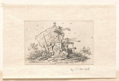 Putti med symboler knyttet til VOC, Chamber of Amsterdam og den franske hanen av Jurriaan Andriessen