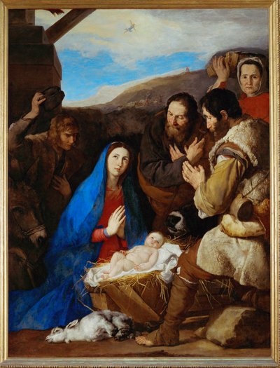 L#39;Adoration des bergers - Gjeternes tilbedelse … av Jusepe de (1591-1652) Ribera