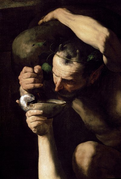 Drunk Silenus - The Drunk Silene (Detalj). Maleri av Jose (Joseph) av Ribera, av Spagnoletto (1591-1652) av Jusepe de Ribera