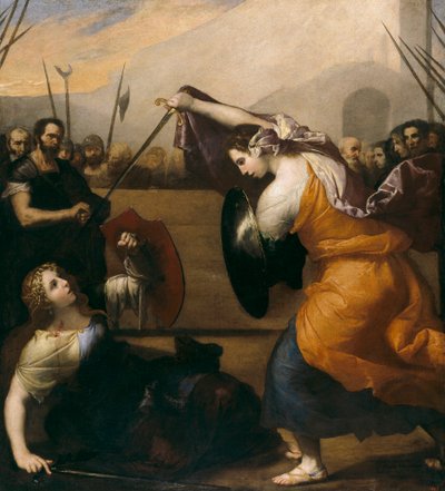 ""Duel de femmes"" (Duell av kvinner) Maleri av Jose de Ribera (1591-1652) 1636 Dim 235x212 cm Museo del Prado, Madrid av Jusepe de Ribera