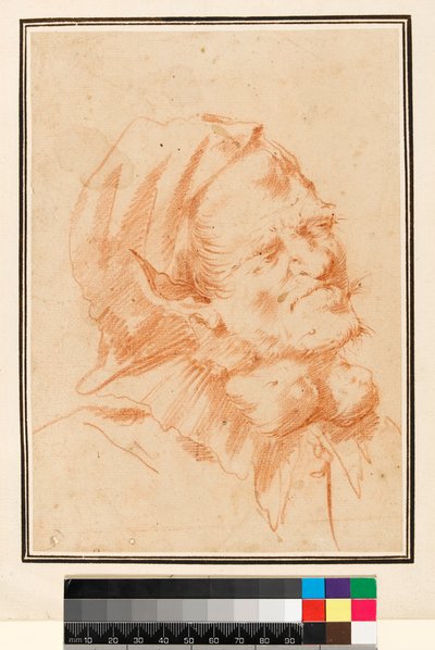 Groteskt hode, mann med struma (rødt kritt) av Jusepe de Ribera