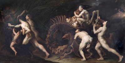 'La Carcasse: a Witch Being Drawn on the Skeleton of a Monster', 1600-tallet av Jusepe de Ribera