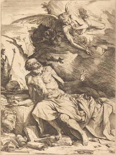 Den hellige Jerome som hører den siste doms trompet av Jusepe de Ribera