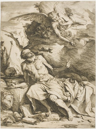 Den hellige Jerome lytter til den siste doms trompet av Jusepe de Ribera
