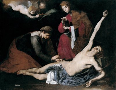 Saint Sebastian helbredet av de hellige kvinner - Maleri av Jose de Ribera sa il Spagnoletto ""spanjolen"" (1591-1652), ca. 1621 av Jusepe de Ribera