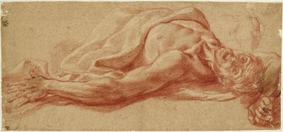 Studie av en liggende mannlig figur av Jusepe de Ribera