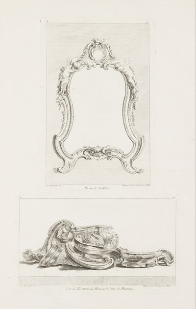 Toalettspeil., Toalettspeil, 5. Plate av Juste Aurèle Meissonnier
