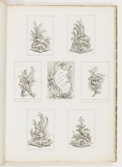 Ornamentdesign med krepsemotiv, pl. 14 i Livre des Légumes (Series of Vegetable Ornament) pl. Jeg av Juste Aurèle Meissonnier
