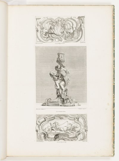 Ornamentpanel med skjellfontene flankert av kranser og volutter, pl. 22 i Oeuvre de Juste-Aurèle av Juste Aurèle Meissonnier