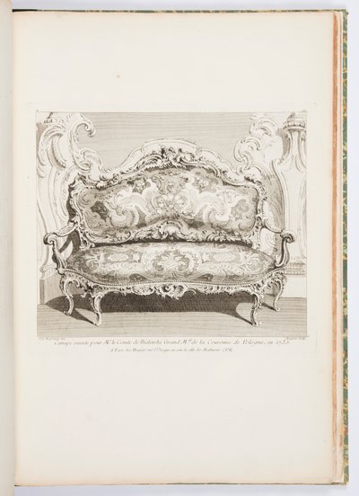 Sofa henrettet for herr greven av Bielinski Grand Mal av Polens krone, i 1735.; Sofa henrettet for greven av Bielinski i 1735, 4. plate av Juste Aurèle Meissonnier