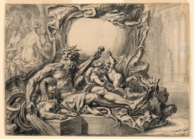 Design for en escutcheon med hentydninger til Egypt av Juste Aurèle Meissonnier