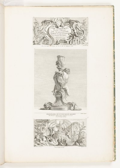 Ornaments Books Invented & Drawn av J.A. Meissonnier Architect, Tegner av soverommet og skapet DU ROI, pl. 20 i verk av Juste-Aurèle Meissonnier av Juste Aurèle Meissonnier