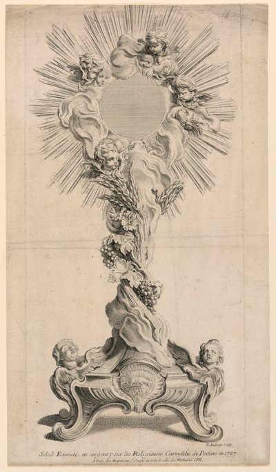 Sølvmonstranse henrettet i 1727 av Juste Aurèle Meissonnier