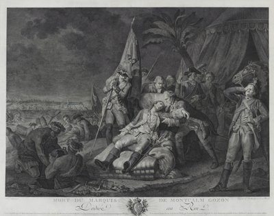 Marquis de Montcalm Gozons død (gravering) av Juste Chevillet