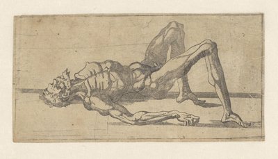 Naken mann, liggende på ryggen av Juste de Juste (attributed to)