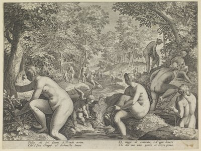 Badende kvinner og menn Amore Letheo Ulike aspekter av kjærlighet (serietittel) av Justus Sadeler (attributed to)