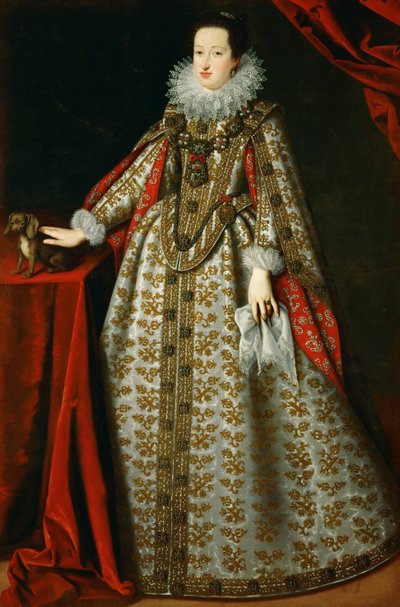 Eleoonore de Gonzague (ou de Mantoue) - Portrett av Eleonora Gonzaga (1598-1655), i hennes brudekjole - Justus (Giusto, Joost) Sustermans (1597-1681). Olje på lerret av Justus Sustermans