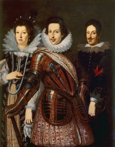 Portrett av Marie Madeleine av Østerrike, Cosimo II og Ferdinand II de Medici, ca. 1640 av Justus Sustermans