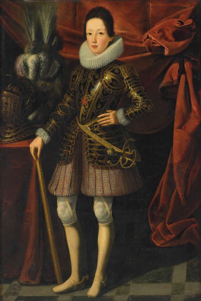 Portrett av den unge Ferdinand II de#39; Medici (1610–1670), storhertug av Toscana, i rustning av Justus Sustermans