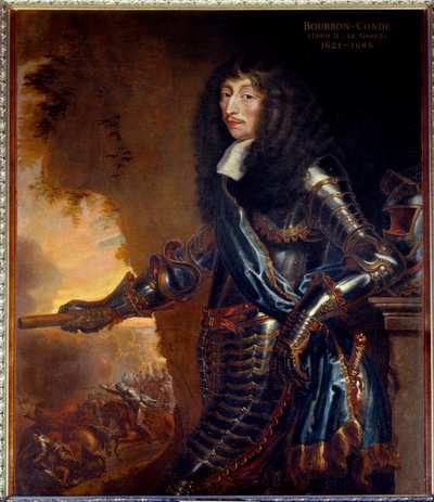 Portrett i full lengde av Grand Conde, Louis II Prince of Bourbon (Bourbon-Conde) (1621-1686) - Maleri av Juste D'Egmont (Justus Van Egmont) (1601-1674) Ec Fl av Justus van Egmont