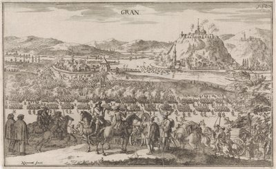 Slag bij Párkány i 1683 Gran (tittel på objekt) av Justus van den Nijpoort