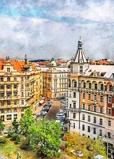 Utsikt over en historisk europeisk by av Justyna Jaszke