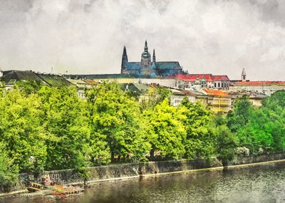Praha-slottet og elven av Justyna Jaszke
