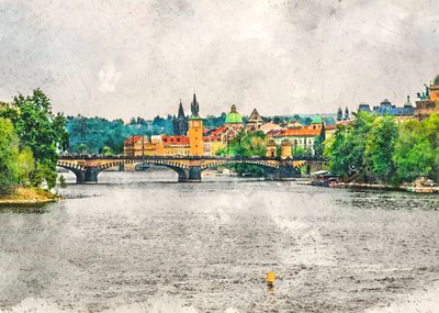 Bybilde ved elven i Praha av Justyna Jaszke