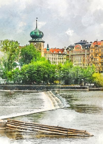 Vannstårnet ved elven i Praha av Justyna Jaszke