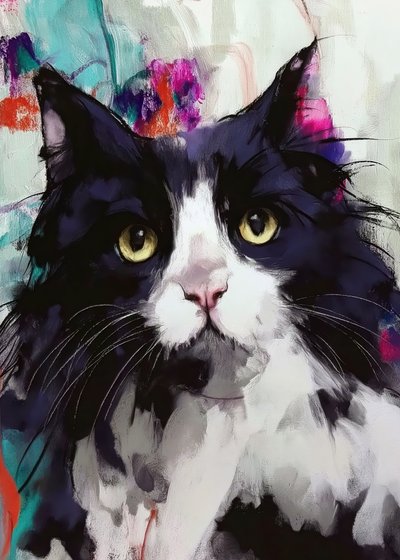 Et livfullt kattportrett av Justyna Jaszke