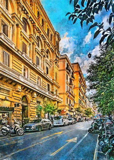 Livlig europeisk gatescene av Justyna Jaszke