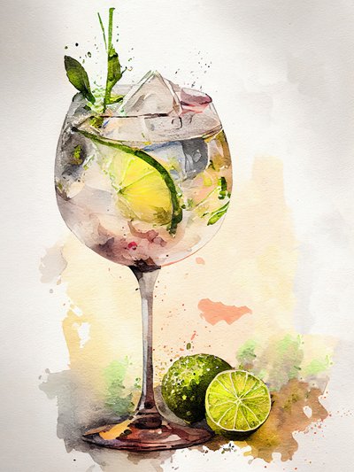 Akvarell-gin og tonic av Justyna Jaszke