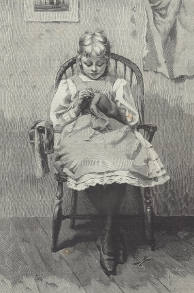 Tenåringssyerske, gravering av Fortuné Méaulle (1844-1901) (gravering) av K. McCausland