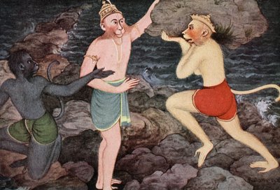 Bygging av Ramas bro, 1913. av K Venkatappa
