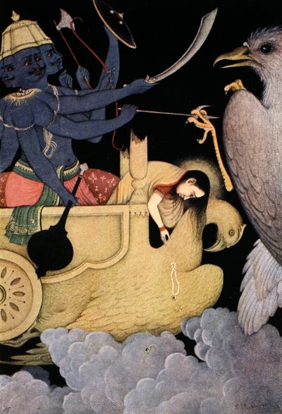 Ravana kjemper med Jatayu, 1913. av K Venkatappa