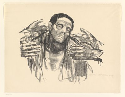 Mann og fire hender Halve Russland (original tittel) av Käthe Kollwitz (signed by artist)