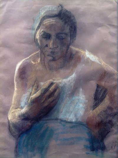 Arbeiderkvinne med hånden foran brystet av Käthe Kollwitz