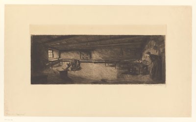 Rom med kjempende menn og en forhastet kvinne Szene aus Germinal (original tittel) av Käthe Kollwitz