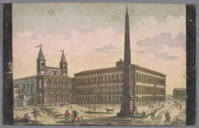 Utsikt over Piazza di San Giovanni i Laterano i Roma Utsikt over Place de St Lean de Lateran (tittel på objekt) av Kaiserlich Franziskische Akademie
