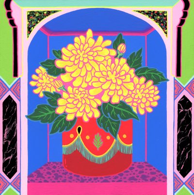 Marigold, 2020 (akryl på panel) av Kam Tsz