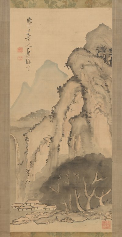 Landskap med foss, ca. 1817. av Kameda Bosai