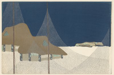 Fiskevær, 1909 (treblokktrykk) av Kamisaka Sekka