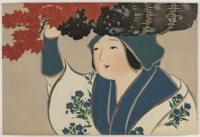 Flowers of a Hundred Worlds (Momoyogusa): Kindling Salesgirl (Kurokiuri) av Kamisaka Sekka