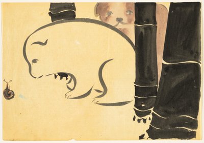Flowers of a Hundred Worlds (Momoyogusa): Valper (Enokoro) av Kamisaka Sekka